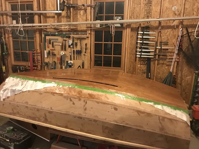 Fiberglassing SCAMP Bottom