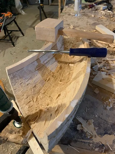 Carving an Alphorn bell