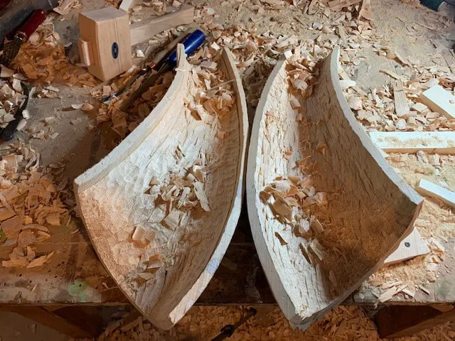 Making an Alphorn bell, carving alphorn bell, carving alpenhorn bell